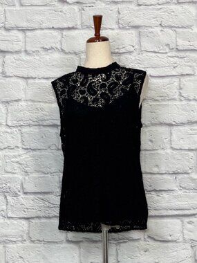 Daniel Rainn Black Paisley Lace Sleeveless Top